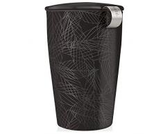 Keramikbecher Kati mit Teesieb und Deckel von Tea Forté, zum Aufgießen von Blatttees, SCHWARZ
