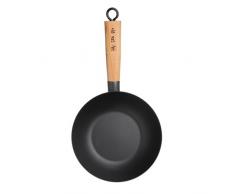Kitchen Craft Pure Oriental Wok aus Carbonstahl mit Holzgriff und Antihaftbeschichtung, 25 cm