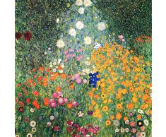 Legendarte Gustav Klimt Der Blumengarten Kunstdruck auf Leinwand, cm. 60x60