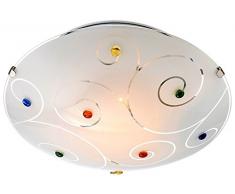 Design Decken Leuchte rund Glas Muster Wohnraum Dekorsteine Beleuchtung Chrom Lampe Globo 40983-1