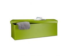 Relaxdays Faltbare Sitzbank HxBxT 38 x 114 x 38 cm, XL Kunstleder Sitztruhe, Aufbewahrungsbox mit Stauraum, grün