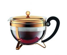 Bodum Chambord Teekanne mit Metallrahmen, Chrom, Gold, 17 x 24 x 17.5 cm
