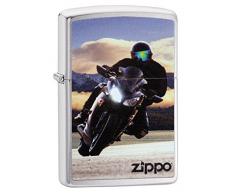 Zippo Motor Bike Design Feuerzeug, Messing, Brushed Chrome, One Size