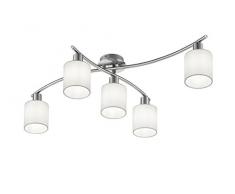 Trio Leuchten Deckenleuchte Garda 605400501, Nickel matt, E14, Stoffschirm Weiß, 44.2 x 75 x 22cm