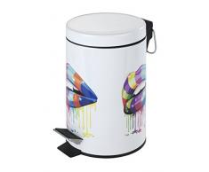 WENKO 21396100 Kosmetik Treteimer Lip, Fassungsvermögen 3 L, Metall, 17 x 25 x 17 cm, Mehrfarbig