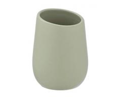 WENKO Zahnputzbecher Badi Zahnbürstenhalter für Zahnbürste und Zahnpasta, Keramik, Grün, 8 x 11 x 8 cm