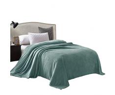 Exclusivo Mezcla Große Flanell-Samt Decke und Bettdecke - Verschiedene Größen und Farben Modern Queen(90x90) Seladongrün