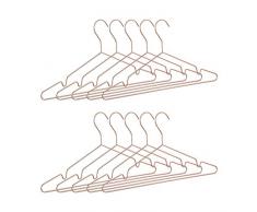 Relaxdays roségold Kleiderbügel 10er Set, dünn, Elegante Drahtbügel für Tops, glänzende Bügel, platzsparend, Kupfer, Metall, Pack