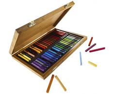 Conté a Paris Bambuskasten mit 48 farbigen Carré Kreiden, Pastellkreiden in Vierkantform, 48 Farben