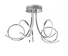 WOFI 9227.05.01.6000 A, Deckenleuchte, Metall, 32 watts, Integriert, Chrom, 80 x 80 x 37 cm