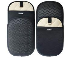 43 cm extra lang Ofenhandschuhe mit Offene Ärmel und Silikon bedruckt – 1 Paar hitzebeständig Ofen Handschuhe für Küche Kochen, Backen, Grillen, Grill Küchenhandschuh, gelb, honla