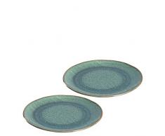Leonardo Teller Matera 2-er Set, 22,5 cm, 2 Keramik Teller, spülmaschinengeeignet, mit Glasur, grün, 026985