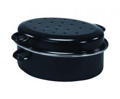 Emaille Gansbräter mit Edelstahlrand und Tropfdeckel 30 cm / Karl Krüger / Gänsebräter / Bräter Gansbräter