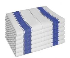 SMARTZ 12er-Set Geschirrtücher supersaugfähig - fusselfrei aus 100per cent Baumwolle 50 X 70 cm weiß mit blauen Streifen und Aufhänger - Vintage Küchenhandtücher Gastronomiequalität