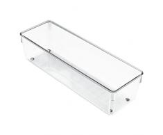 iDesign Schubladen Organizer, kleiner Schubladeneinsatz aus Kunststoff, Besteckkasten für Schubladen in Küche, Bad und Büro, durchsichtig