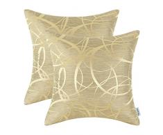 CaliTime Kissenbezüge Kissenhülle Packung mit 2 Wurfkissenbezüge Schalen für Couch Sofa Home Decor Modern Shining & Dull Contrast Circles Rings Geometric 45cm x 45cm Gold