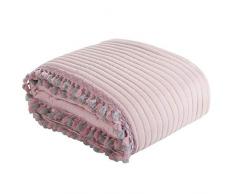 Eurofirany Schöne Tagesdecke Steppdecke 170x210 220x240 Kendal Grau Blau Mint Fransen Überwurf (Puder, 170 cm x 210 cm), Kunststoff