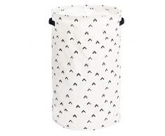 iDesign Stoffbox, runde faltbare Aufbewahrungsbox aus Baumwoll-Polyester-Mischung mit 2 Griffen, gemusterte Ordnungsbox für Schrank und jeden Raum, schwarz und weiß