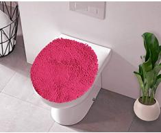 LuxDhabx Toilettendeckelbezug, extra weicher Plüschsitz, Wolke, waschbar, zottelige Mikrofaser, Standard-WC-Deckelbezüge für Badezimmer, Maschinenwäsche und Trocknen 19 x 21 inches hot pink