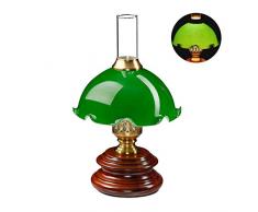 Relaxdays Tischlampe, Jugendstil, dekorativer Glasschirm, E14-Fassung, 230 V, Retro Nachttischlampe, HxD 34x21 cm, grün