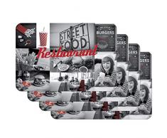 Venilia Tischset Platzset für Esszimmer, 4er Set abwischbar Polypropylen, lebensmittelecht 45 x 30 cm, 4 Stück, 59087, Kunststoff, Food Restaurant Grau, Muster