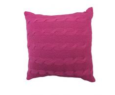 highams Uni Kabel Knit Kissenhülle Kissen Fall Sofa ungefüllt 43 x 43 cm 43,2 x 43,2 cm, 100 % Baumwolle, Hot Pink, 17x17 - 43 x 43 cm