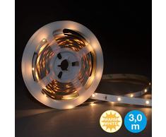 Briloner Leuchten 2260-090P 3m Band, Licht-leiste selbstklebend, 10 W, 90x LED, Kabelschalter, Driver, inklusiv 1,8m Kabel, Lebensdauer: 50.000 Std, Plastik, Weiß, 300 x 80 x 0.5 cm