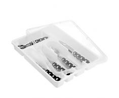 Zilpoo Besteck Kunststoffschale mit Deckel, Küchenbesteck und Utensilien Schubladen-Organizer, Besteckbehälter mit Deckel, Weiß