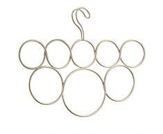 iDesign Classico Schalbügel mit 8 Ringen, Hängeorganizer für Schals, Krawatten, Gürtel, Pashminas und Co. aus Metall, perlgold