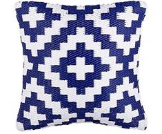 Ambientair. Außenpolster aus recyceltem Kunststoff. Maße 50x50cm. Blaue Farbe. Außenkissen für Badezimmer oder Schwimmbäder. Es unterstützt die Außenwelt und die Feuchtigkeit.