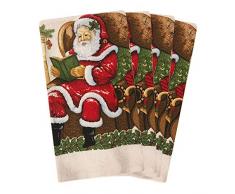 JJ Collection Geschirrtücher, saugfähig, 15 x 25 cm, Baumwolle, Polyester, 4 Stück Santa Claus