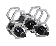 Wohnling Design Weinregal Cubo für 5 Flaschen Aluminium silber