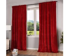 Gardinenbox Verdunkelung Vorhang Milano Samt Blickdicht Schlaufenband Tunneldurchzug Blackout Bügelband kürzbar Rot 2er-Pack HxB 280x135 cm, 20357