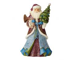 Jim Shore Heartwood Creek Viktorianischer Weihnachtsmann, der einen Baum und EIN Horn hält, 22 cm