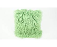 bokke Tibet Lammfell Kissen, Natürliches, Blattgrün, 40x40cm