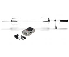 Enders Grillspieß 7904 für Gasgrill CHICAGO 3-Brenner, Set aus Edelstahl, mit Motor + Hänchen-Krallen, Drehspieß, Rotisserie, Drehspiess