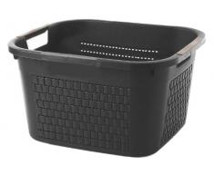 Sundis Country Wäschekorb in Rattan - Optik, Kunststoff (PP), schwarz, 22 Liter (43,5 x 33,5 x 22,2 cm)