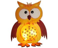 Petras Bastel News Leuchti Eule groß inkl. Acrylkugel und Satinierfarbe Bastelset, Holz, Holzfarben, 10 x 45 x 34 cm