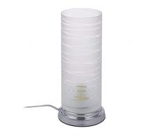 Relaxdays, silber Tischlampe, modernes Design, runder Lampenschirm, E14, verchromte Basis, Lampe, HxD: 29 x 13 cm, Glas, Stahl, 29 x 13 x 13 cm
