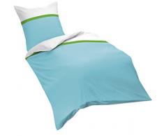 fleuresse 9150 Fb. 6058 Mako Satin Bettwäsche mit aufwendiger Konfektion, 135 x 200 cm, weiß / türkis