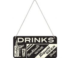 Nostalgic-Art 28010 Open Bar - Drinks | Blechschild | HÃ¤ngeschild | TÃ¼rschild | inkl. Kordel, 10x20 cm