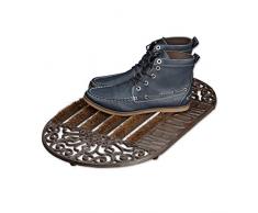 Relaxdays Fußabtreter Gusseisen mit Bürsten oval mit WELCOME-Schriftzug HBT ca. 4 x 65 x 37 cm Fußabstreifer im Jugendstil Schuhabstreifer aus Metall mit Anti-Rutsch-Füßen, bronze