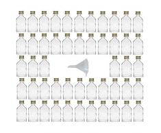 Viva Haushaltswaren - 50 x Mini Glasflasche 20 ml mit Schraubverschluss, als Flachmann, Schnapsflasche & Likörflasche geeignet (inkl. Trichter Ø 5 cm)