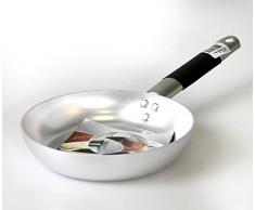 Pentole Agnelli Pfanne Senkkopf Langsame, aus Aluminium, Dicke 3 mm, mit Rohrstiel in Edelstahl Cool, Silber 32 cm Silber/schwarz