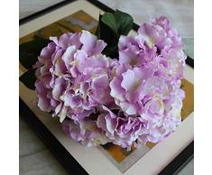 Künstliche Seidenblumen, Blumenstrauß, 5 Blüten, zu Hause, Hotel, Hochzeit, Party, Garten, Blumen, Hortensie, 10 Farben hellviolett