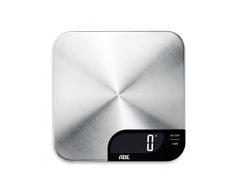 ADE Digitale Küchenwaage KE 1600 Alessia. Elektronische Waage mit Wiegefläche aus gebürstetem Edelstahl für präzises Wiegen bis 5kg. Mit Zuwiegefunktion (Tara). Inkl. Batterie. Silber