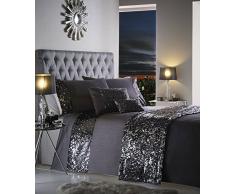 Dazzle Glamouröses Bettwäsche-Set mit Pailletten, 100 % Polyester, anthrazit, Super King
