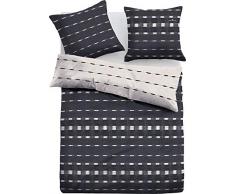 TOM TAILOR 0069880 Satin Bettwäsche Garnitur mit Kopfkissenbezug (Baumwolle) 1x 155x220 cm + 1x 80x80 cm, schwarz