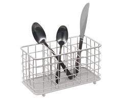 mDesign Besteckhalter – dekorativer Besteckkorb für Küche, Esszimmer, Garten oder Picknick – Besteckorganizer aus Metalldraht mit 3 Fächern – grau