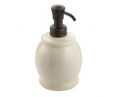 iDesign 75006 York 2 Runder Kleiner Keramik Seifenspender, Vanille/Bronze Farbe
